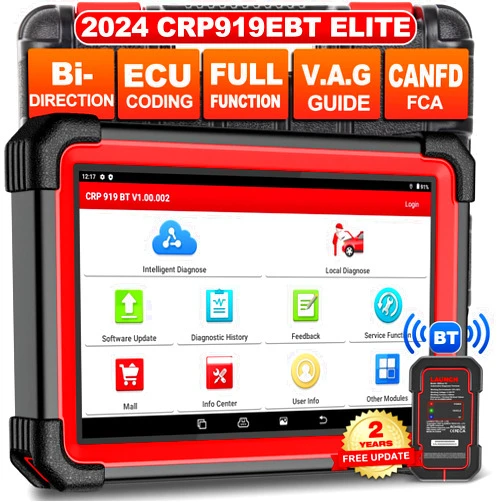LAUNCH X431 CRP919EBT Elite OBD2 Scanner, 2024 Bidirectional Scan Tool with DBSCAR, ECU Coding, CANFD&DOIP, Full System, 35+ Reset, FCA AutoAuth, V.A.G Guide, 2Yrs Free Update, Upgraded of CRP919E