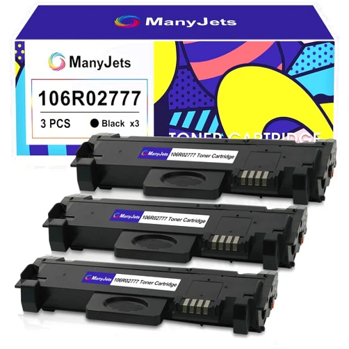 ManyJets Compatible 106R02777 Black Toner Cartridge Replacement for Xerox 106R02777 106R02775 Use for Xerox WorkCentre 3215 3215NI 3225 3225DNI Phaser 3260 3260DI 3260DNI 3052 Printer (Black,3-Pack)