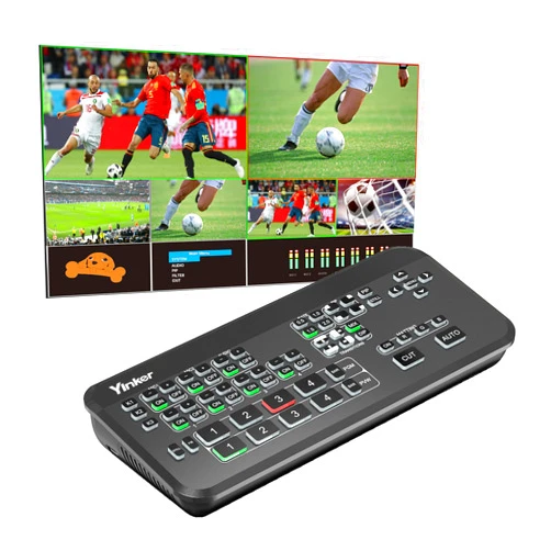 Yinker 4-Channel HDMI Live Stream Switcher, Video Mixer Switcher w/PVW & PGM 2-HDMI Output, 3.5mm Audio for OBS YouTube Real Time Live Streaming Production