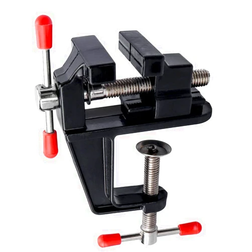 Mesee Universal Mini Table Bench Vice Small Walnut Clamps Workbench Carving Drill Press Clamping Vise for Jewelry Nuclear Watch Repairing DIY Craft Sculpture Clip On Tool - Black