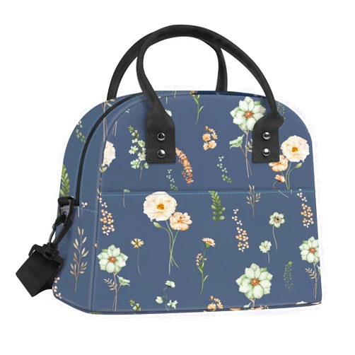 Clastyle Plant Women Lunch Box Bag Leaves Large Camping Adult Lunch Tote Insulated Cooler Bag for Office Work Picnic,Wildflower