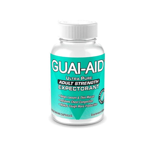 GUAI-AID 100 600mg Ultra-Pure Guaifenesin CR Capsules for All-Day Everyday Mucus Relief. Controls phlegm, Cough, Chest Congestion, colds & flu.