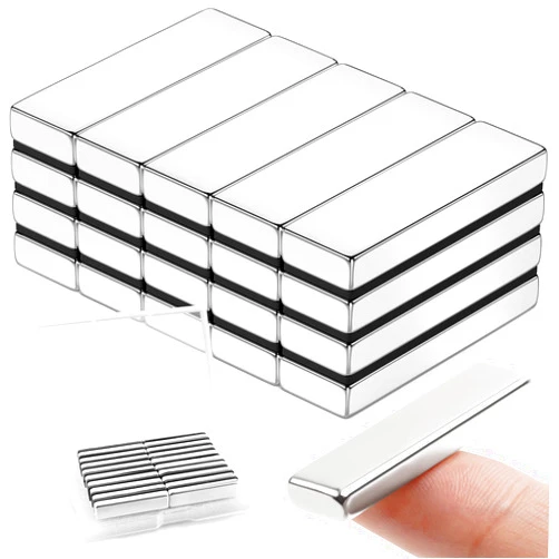 FINDMAG 20Pcs Strong Neodymium Magnets Bar, Heavy Duty Rare Earth Magnets, Rectangular Magnetic Bar, Small Powerful Magnets for Crafts Kitchen DIY Tool Storage Science Office – 40x10x5mm