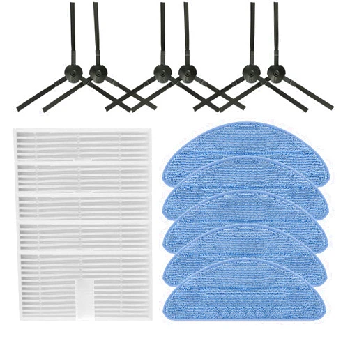 Rinakou 16 Pack Replacement Accessories Kit Compatible With ILIFE V9 V9 Pro A12 PRO Robot Vacuum,6 Side Brushes,5 Mop Pads,5 Hepa Filters