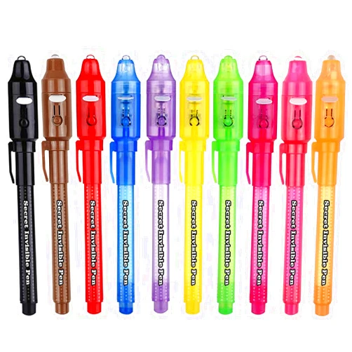 SCStyle Invisible Ink Pen 10Pcs with UV Light Magic Marker for Secret Messages, Writing Information for Birthdays, Easter, Halloween, for Students