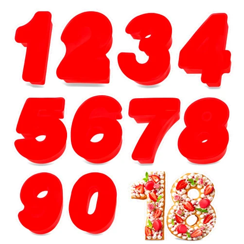 Potted Pans Cake Mold Numbers 10 Pieces - Large 10 Inch Cake Pans Set - 0 to 9 Big Number Cake Pan Shape Moulds for Baking