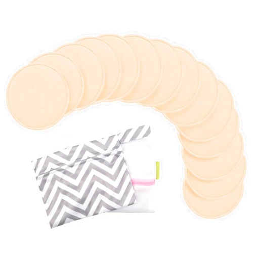 KeaBabies Reusable Nursing Pads for Breastfeeding, 14-Pack - 4-Layers Viscose Derived from Bamboo Nursing Pads, Breastfeeding Pads, Washable Breast Pads, Organic Maternity Pads, Nipple Pads(Bare Beige, L 4.8