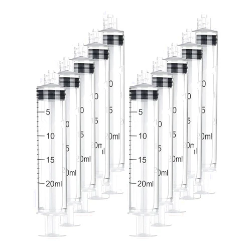 N\A Plastic Syringe Luer Lock With Measurement No Needle for Scientific Labs Liquid Measuring, 20ml 10pcs