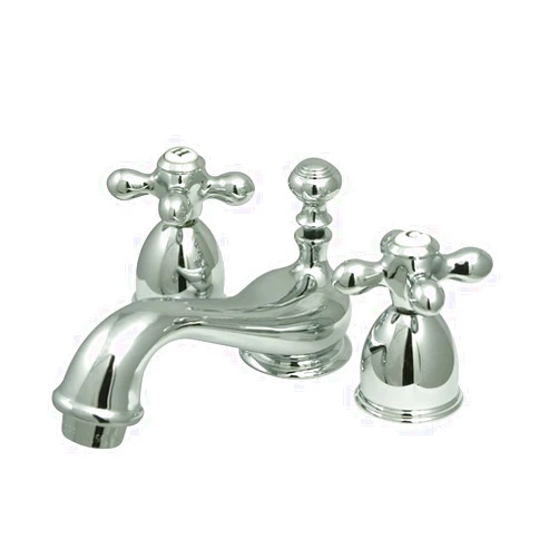 Kingston Brass KS3951AX Restoration Mini Widespread Lavatory Faucet with Metal Cross Handle, Polished Chrome