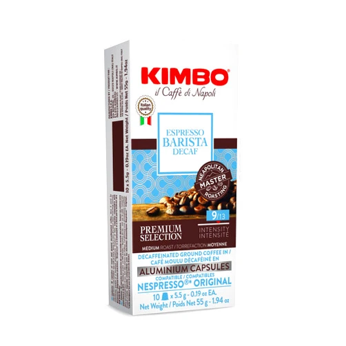 Kimbo 10 Count Espresso Decaf Capsules in Aluminium - Smooth & Rich Italian Roast for Nespresso