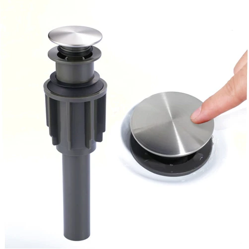 ARCORA Bathroom Sink Drain Without Overflow, ARCORA Brushed Nickel Pop Up Drain for Vessel Sink Clicker Drain Stopper