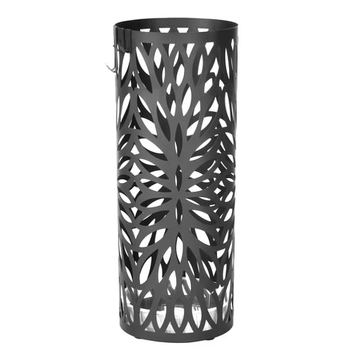 SONGMICS Umbrella Stand, Umbrella Holder for Entryway, Steel Round Umbrella Rack Organizer Freestanding, for Canes Walking Sticks, with a Detachable Drip Tray, 4 Hooks, Black ULUC20B