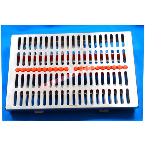 SYNAMED USA German Stainless Dental Autoclave Sterilization Cassette Box Tray for 20 Instrument-Orange