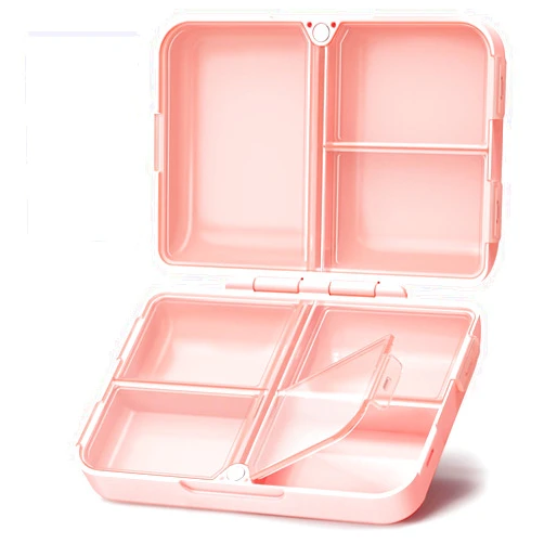 AUVON Daily Pill Organizer Fit with Your Purse or Pocket, Compact Travel Pill Box Case with Slim Folding Design and Long-Lasting Hinges to Hold Vitamin, Fish Oil, Supplement or Jewelry(Pink)