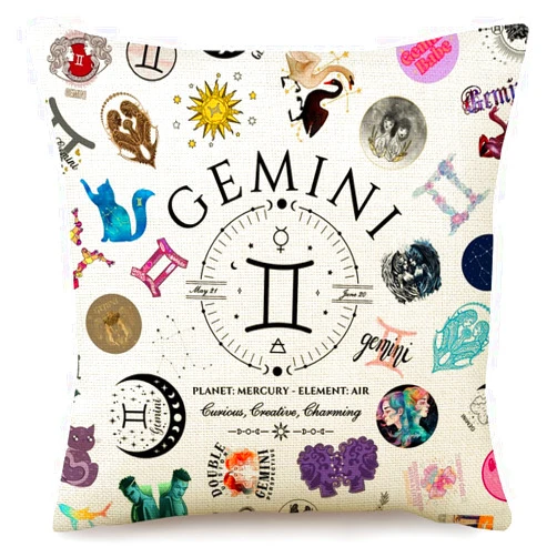 TOTEVOL Gemini Zodiac Pillow Covers 18x18, Astrology Gifts for Women, Birthday Gifts for Gemini & Astrology Lovers, Throw Pillow Cover for Couch Bedroom Living Room Home Decor