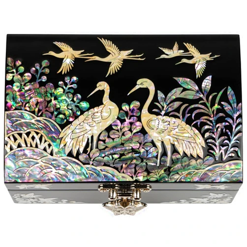 February Mountain Mother of Pearl Small Korean Jewelry Box - Unique Gifts Wooden Box Sister birthday gifts from sister, christmas gifts for women birthday unique gifts for her Oriental Room Decor