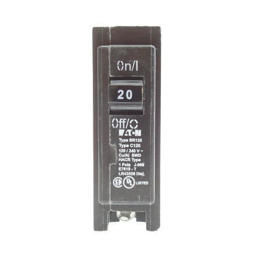 CUTLER HAMMER Eaton Cutler-Hammer BR120 Interchangeable Circuit Breaker, 20A, (10-Pack),Black