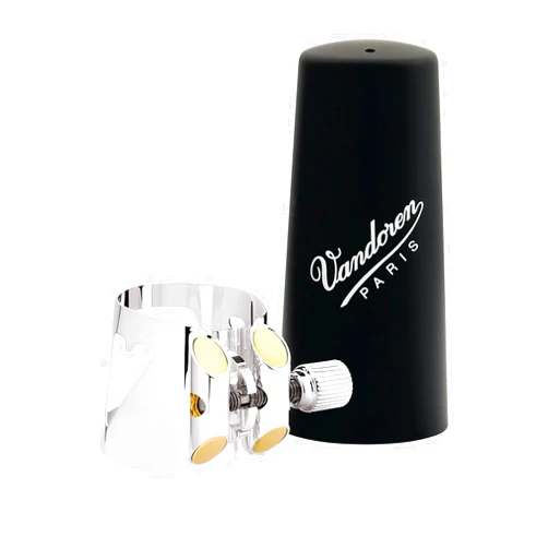 Vandoren LC01P Optimum Ligature and Plastic Cap for Bb Clarinet Silver Plated with 3 Interchangeable Pressure Plates