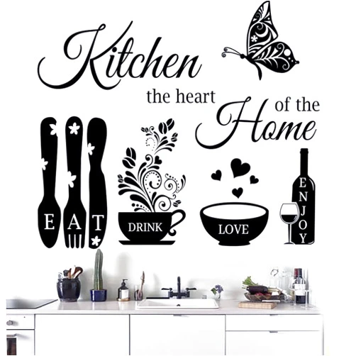 CASADECOR Kitchen Wall Stickers - The Heart of The Home Quotes Decals, Vinyl Wall Sign Art Decor for Dining Room and Living Room