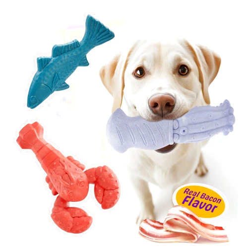 Kimee Dog Toys for Aggressive Chewers, 3 Pack Indestructible Dog Chew Toys, Super Chewer Dog Toys with Tough Nylon Bacon Flavor for All Breed Sizes, Teeth Cleaning & Training, Boredom Relief