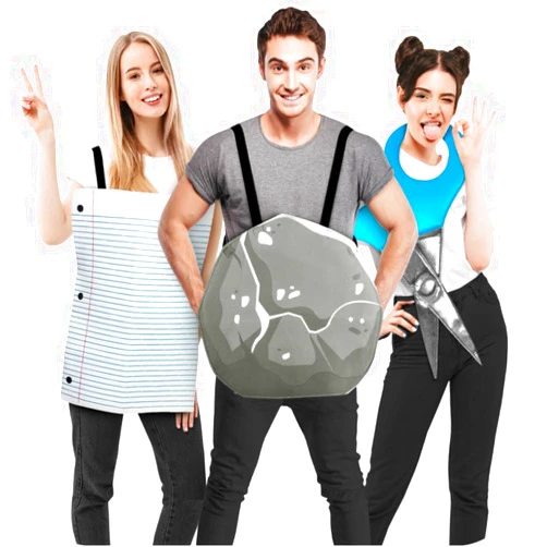 Zadin Rock Paper Scissors Costume, Family Halloween Costume for 3-4 People, Funny Trio Group Costume,Three Person Halloween Costume