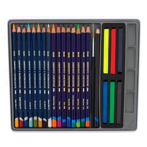 Derwent Colored Pencils, Watercolor, Water Color Pencils, Drawing, Art, Metal Tin, 24 Count (0700304)