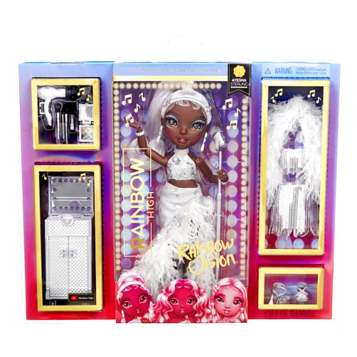 Rainbow High Rainbow Vision Rainbow High Rainbow Divas- Ayesha Sterling (Silver) Fashion Doll. 2 Designer Outfits to Mix & Match with Vanity PLAYSET, Great Gift for Kids 6-12 Years Old & Collectors
