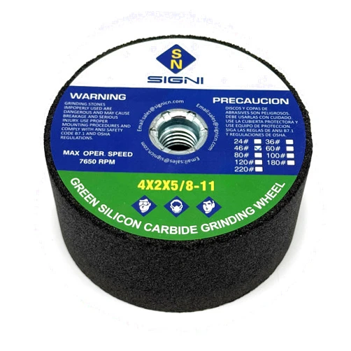SIGNI 4 Inch Green Grinding Stone with 5/8-11 Thread for Granite, Marble(46 Grit)