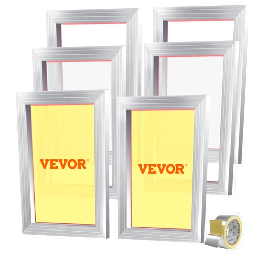 VEVOR Screen Printing Kit, 6 Pieces Aluminum Silk Screen Printing Frames, 10x14inch Silk Screen Printing Frame with 156 Count Mesh, High Tension Nylon Mesh and Sealing Tape for T-Shirts DIY Printing