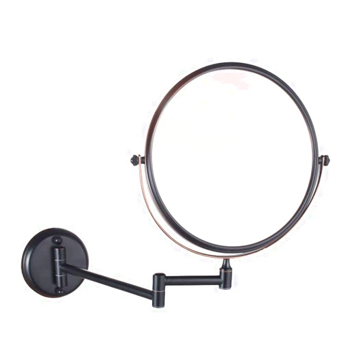 ROWITA Wall Mounted Makeup Mirror with 3X Magnification, 360 Degree Swivel, Two-Sided Extendable, Bathroom and Hotel (Color : Black Bronze)