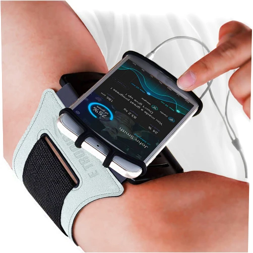 E Tronic Edge Rotatable Running Armband Cell Phone Holder for Running or Walking - Universal Phone Arm Bands for iPhone 12 Pro Max 11 X XR & All Android & Samsung Galaxy S9 S8 & Pixel (Reflective)