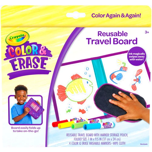 Crayola Color & Erase Drawing Board for Kids, Travel Coloring Kit, Drawing Toy, Toddler Coloring Set, Gift for Kids, 3+