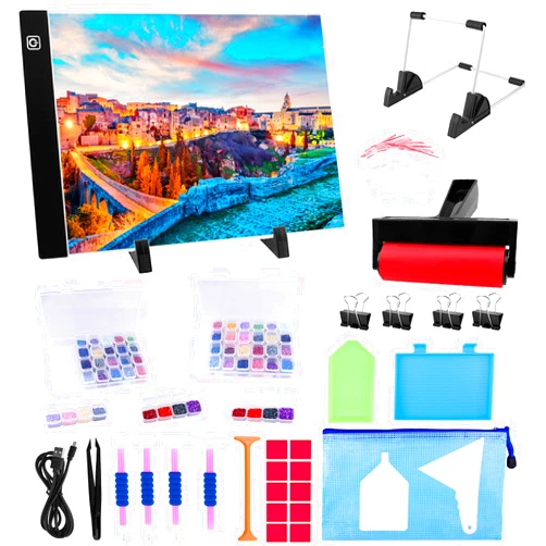 Ratukall 183PCS A4 Diamond Painting Light Pad Kit, Light Board for Diamond Painting Accessories, Tracing Light Box with 5D Painting Tools Set for Full Drill & Partial Drill Art