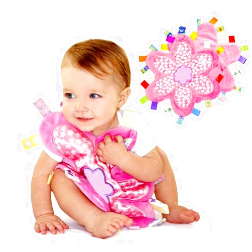 Upalupa Colorful Baby Taggy Security Blanket Super Soft Appease Towel Cloth Toy Comfort Taggie Blankie with Satin Soothing Toy Pink Nursery Blanket,Best Shower Gift for Newborns Toddlers