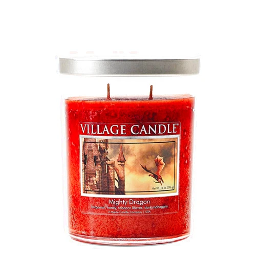 Village Candle Mighty Dragon, Medium Silver Lid Tumbler Scented Candle, 14oz