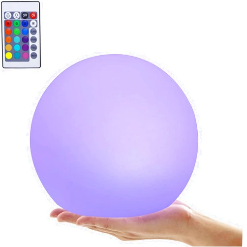 WISEAL Waterproof 8-Inch LED Floating Pool Lights, Rechargeable Orb Night Light for Kids, 16 RGBW Color-Changing Light Up Ball, Hot Tub Lights, Pool Accessories, Remote Control (1Pack)