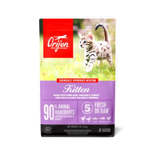 ORIJEN Grain Free High Protein Premium Dry Cat Food Kitten Recipe 4lb Bag