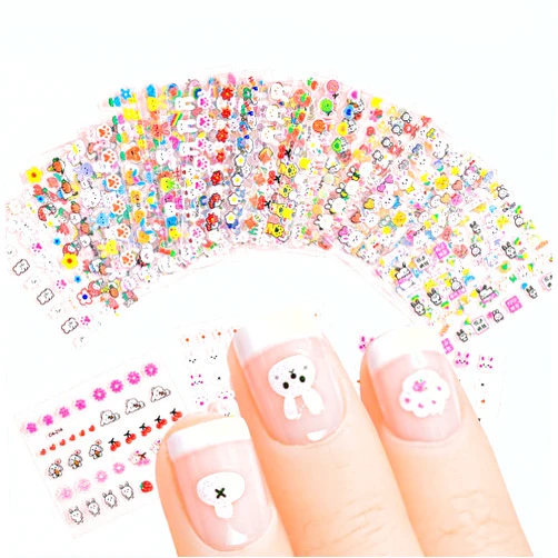 OCOUYVD 30 Sheets Easter Nail Art Stickers Cute Rabbit 3D Self-Adhesive Nail Decals Spring Cute Bunny Flower with Bling Designs Acrylic Nail Decoration for Kids Women Girls DIY Manicure Supplies
