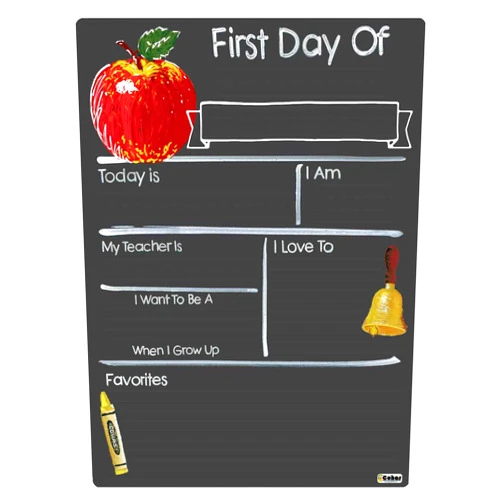Cohas First Day of School Milestone Board with Basic Designs and Reusable Chalkboard Style Surface, 9 by 12 Inches, No Marker