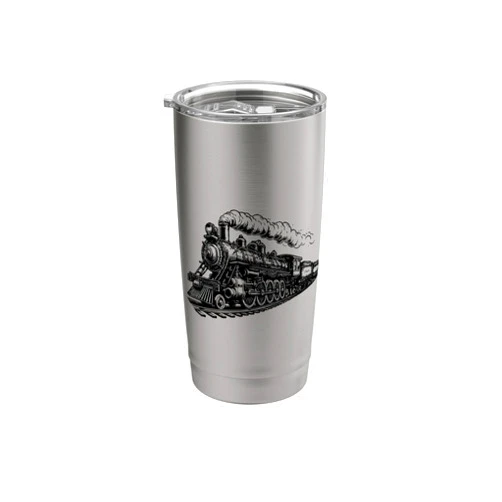 Railroad Trains Engines Locomotives Boxcar Tees Classic Steam Engine Locomotive Train Vintage Railroad Stainless Steel Insulated Tumbler