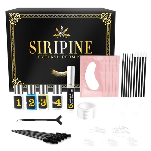 Siripine Lash Lift Kit, Eyelash Perm Kit, 5 Sets Lash Perm Kit Eyelash Lift Kit, Eyebrow Lamination Easy for Beginner, Professional Eyelash Curling Lash Extension Set, Home Achieve Semi-Permanent Curling