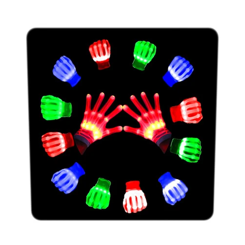 UWEIDOIT LED Gloves, Flash Finger Lights Gloves, 3 Colors 10 Modes Colorful Light Up Gloves Glowing Christmas Costume Clubbing Party Favors Toys for Men and Women