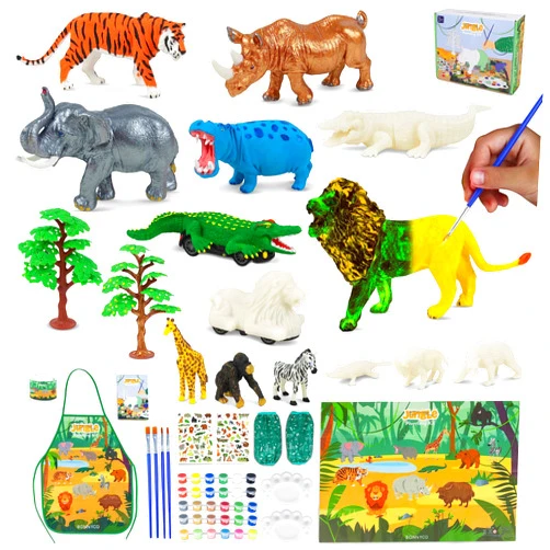 BONNYCO Animal Toys for Kids Painting Kit with 16 Animal Figurines Kids Crafts with Glow in The Dark, Toys & Gifts for Boys | Kids Toys 3 4 5 6 7 8 9 10 Years Old Gifts for Kids Birthday Christmas