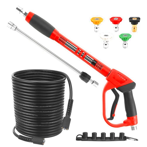 Tool Daily Pressure Washer Gun and Hose Kit, 50 FT Power Washer Hose and Replacement Wand Extension, 5 Nozzle Tips, M22-14 Fitting, 3600 PSI