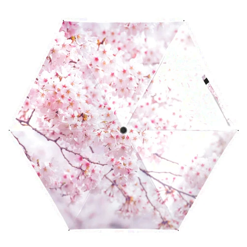 MRMIAN Pink Cherry Blossom Sakura Folding Umbrella for Rain Sun Travel Mini Lightweight Compact Umbrellas