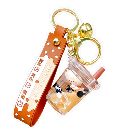 VICKYPOP Bubble Tea Keychain Cute Cartoon Boba Bear Pendant Decoration for School Bag, Handbag and Backpack