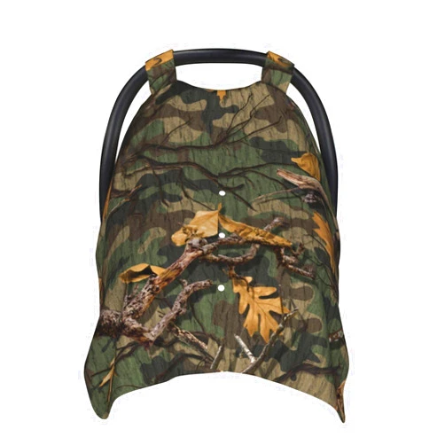 AuHomea Camouflage Leave Baby Car Seat Canopy and Nursing Cover for Breastfeeding Multi-Use Cover Lightweight Infant Stretchy Carrier Carseat Winter Cover for Newborn Girls Boys