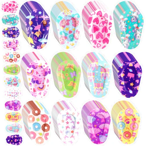 Panelee 120 Pcs Adhesive Eye Patches for Kids Girls Toddler Eye Patches Bulk Breathable Material, Light Blocking Cotton Colorful and Fun Designs Adhesive Bandages for Girls, 12 Styles