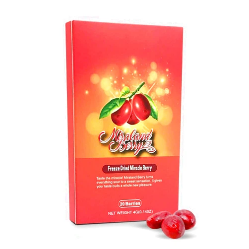 MIRALAND BERRY MiralandBerry Freeze Dried Miracle Berry, Miracle Fruit, 20 Whole Premium Berries, Cut Sugar Intake,Turns Sour Foods to Sweet, Great for Taste Tripping Party 20 COUNT