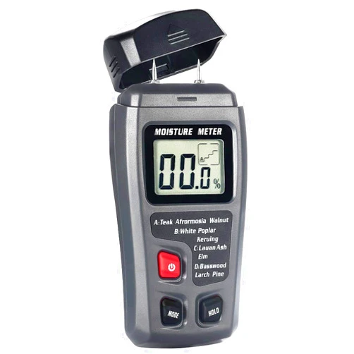 Bside EMT01 Digital Wood Moisture Meter Handheld 2 Pins Timber Lumber Damp Humidity Detector Tester with Large LCD Display